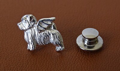 Sterling Silver Norfolk Terrier Angel Lapel Pin