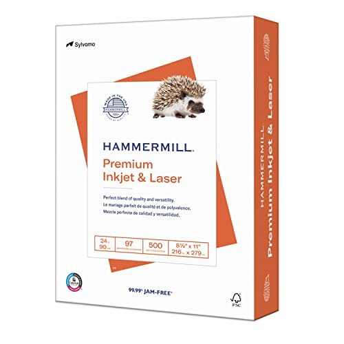Hammermill Carta per Stampanti, Carta Premium a Getto d'Inchiostro e Laser 24 Lb, 8,5 x 11 - 1 Re... - Foto 1 di 10