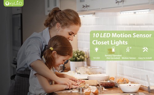 LED Motion Sensor Lights 10 LED Closet Battery Operated Night Lights Wardrobe - Picture 3 of 26