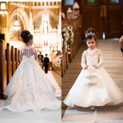 Fancy Royal Princess Children's Dress Elegant Luxury Flower Girls Wedding  Gown