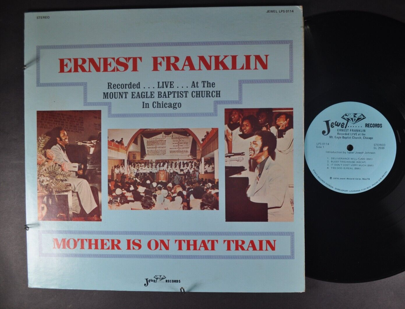 ERNEST FRANKLIN Recorded Live at Mt. Eagle/Chicago Mother Is.. GOSPEL LP JEWEL