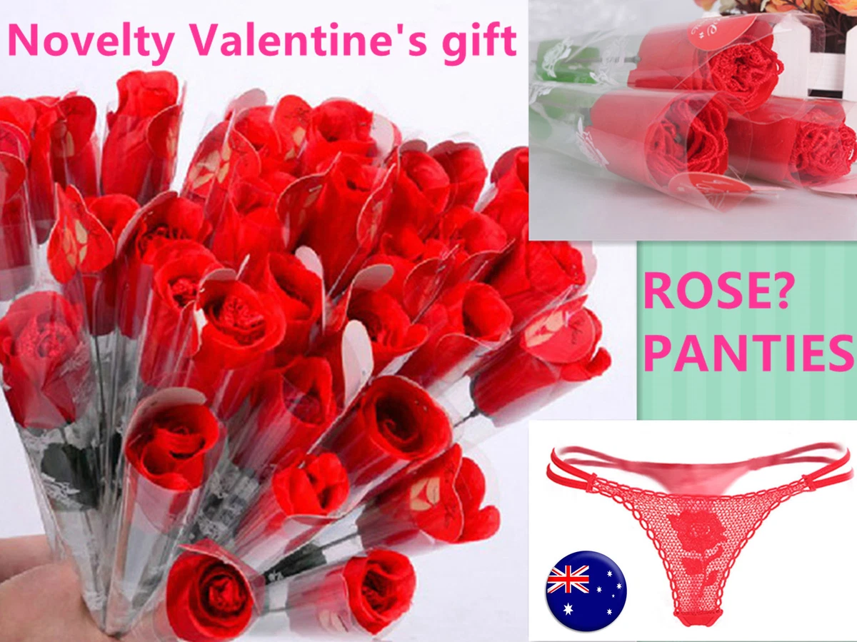 Women Sexy Valentine's Day Gift Novelty Rose RED G-string Pantie