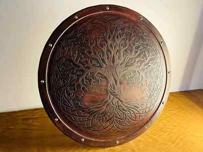 Leather Viking Shield | Tree of Life Handmade Leather Shield Best Gift for Him