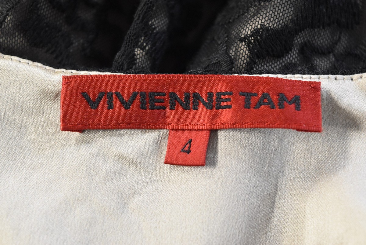 Vivienne Tam Dress Size 4 Black Lace Above Knee Sheath Vivienne Tam Dress Size 4 Black Lace Above Knee Sheath