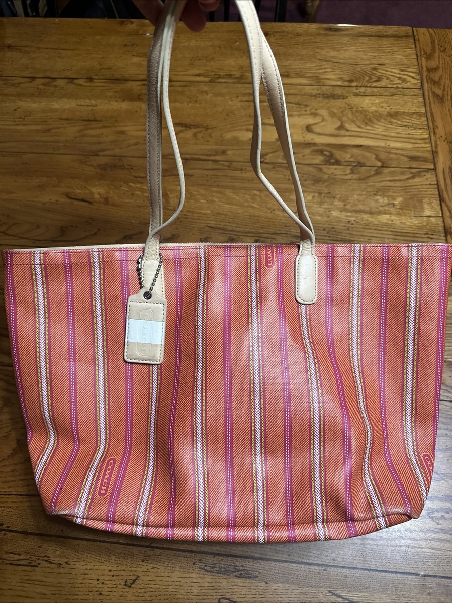 Coach Legacy 23108 Bag Orange Peach Striped PVC AUTHENTIC !!! | eBay