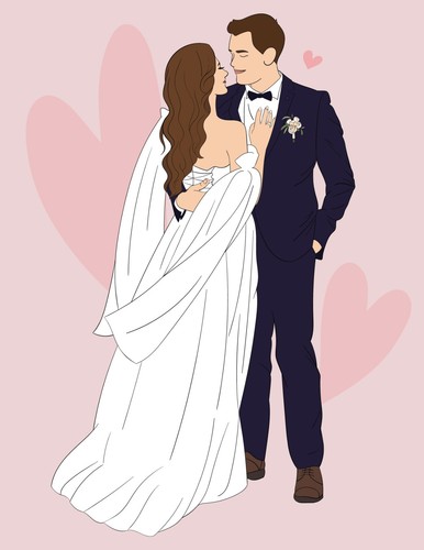 12/ 24 Pages Wedding Coloring Book from Your Photos, Creative Wedding Gift - Imagen 12 de 15