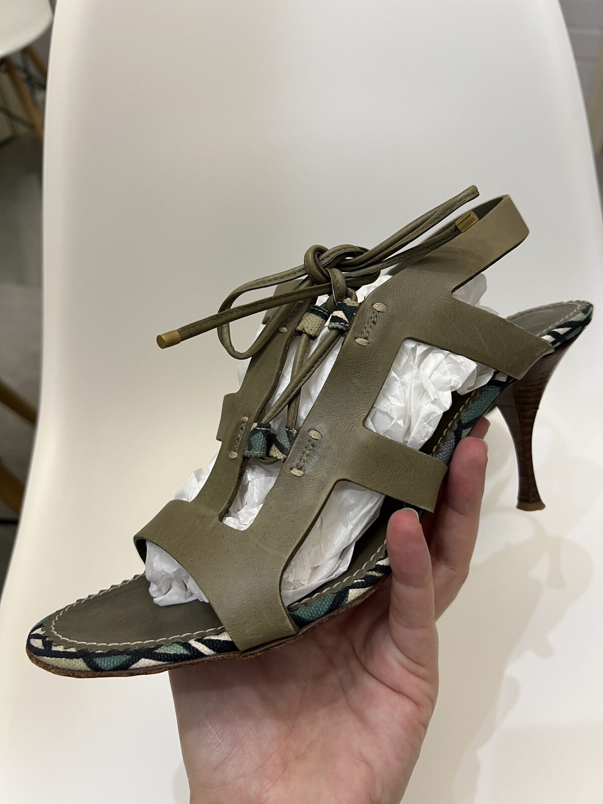 Sandali YSL Yves Saint Laurent pelle verde taglia 40