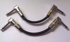 2 x 20 HAND BUILT STUDIO QUALITY RIGHT ANGLE  PATCH LEADS FOR GUITAR