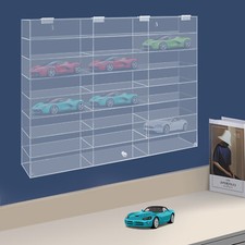 Clear Acrylic Car Display Case Box Protector Wall Mount for 24 pcs Model Car Toy