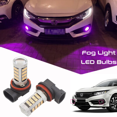2pcs Bright Pink H11 H8 LED Fog Light Bulbs for Honda Civic 2006