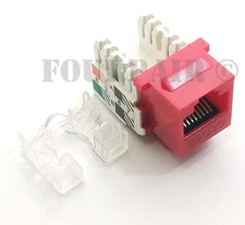 CAT5e Standard Keystone RJ45 110 Punch Down Keystone Modular Snap-In Jack, Red
