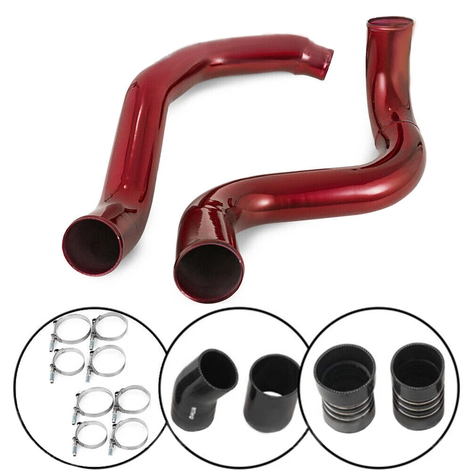 Turbo Intercooler Pipe & Intake Elbow For 03-07 Ford F250 6.0L Powerstroke Red - Image 4 of 4