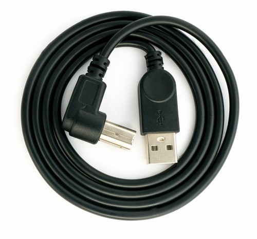 USB 2.0 Cable 100 CM Type B Plug to A Plug Angle Adapter IN Black - Zdjęcie 3 z 4