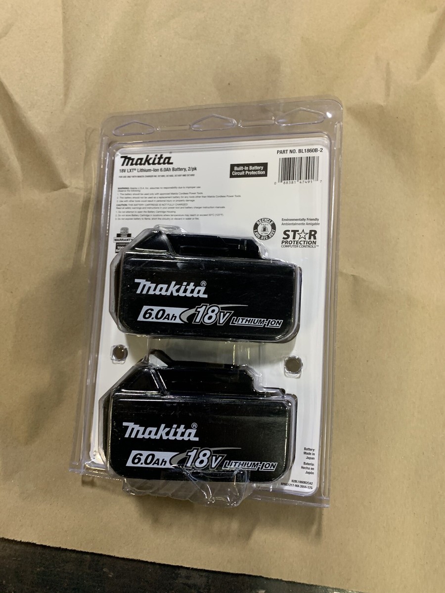 Makita 6.0Ah 18V Lithium-Ion Battery 2 Pack (BL1860B2) | eBay