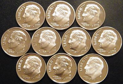 2000-2009 S Roosevelt Dime Gem Cameo Clad Proof Run 10 Coin Decade Set US Mint