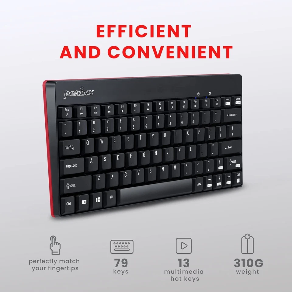 PERIDUO-712 Wireless Mini Keyboard and Mouse Combo - 2.4GHz - Black - Portable - Image 4 of 4