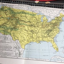 Westward Development of United States 1950's Vintage Map Folded Wall Art