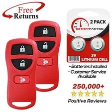 2 Keyless Entry Remote Car Key Fob 3btn Red for Nissan Infiniti (KBRASTU15)