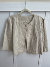 AUDREY Made in USA 100% Irish Linen Cape Jacket Women's Size Medium Coastal
