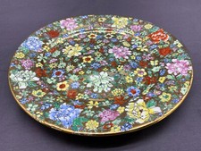 China Porzellan Deko Sammelteller Teller 23 cm Blumen Vergoldung Speiseteller