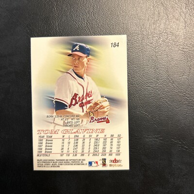 B98a Tom Glavine #184 Atlanta Braves 2000 Skybox
