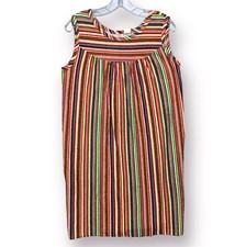 VTG Terry Cloth Swim Cover Up Short Towel Dress Rainbow Stripe 70s Pride Medium