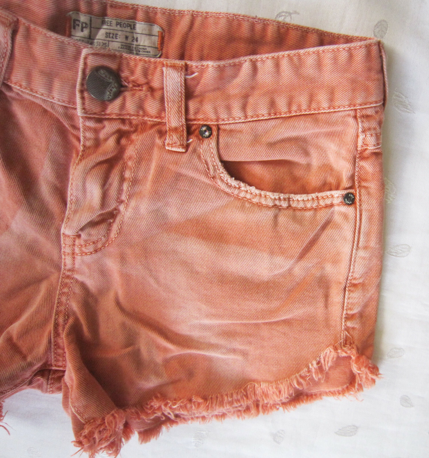 Free People Cut off 'Shark Bite' Colored Denim Shorts… - Gem