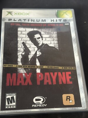 Max Payne (Microsoft Xbox, 2001) Platinum Hits Has manual, disc in ok/poor form