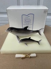 Dolphin Mom And Baby Figurines Seagull Porcelain Collection Figurines
