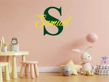 Custom Name and Initial Nursery Baby Boy Wall Decal Vinyl Sticker