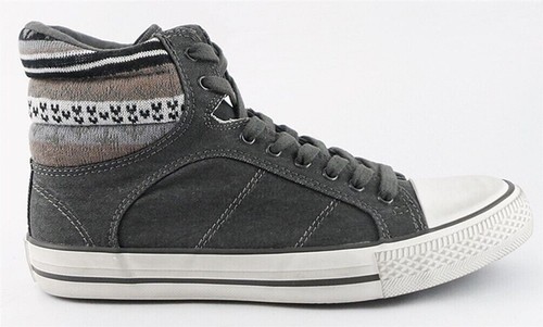 SPLENDID ESSEX Steel Canvas Knit Designer High Tops Lace Ups Flat Sneakers 7 - Picture 2 of 4