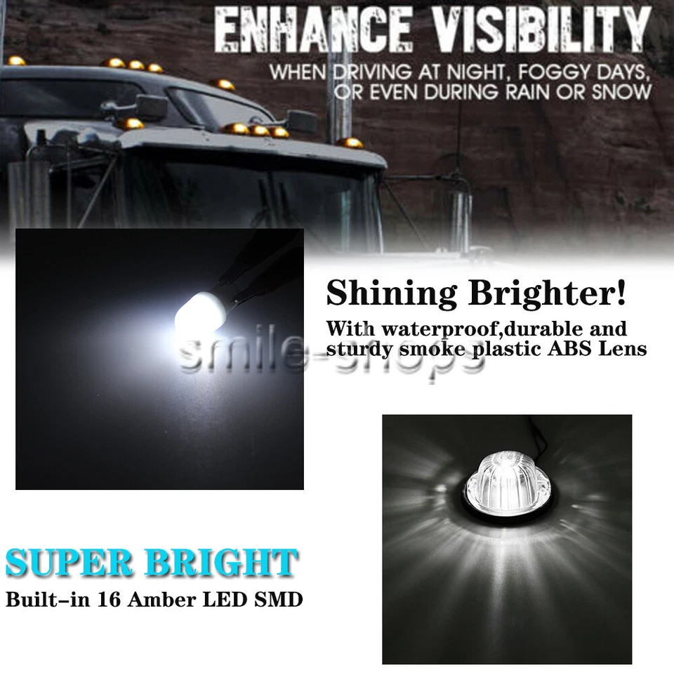 Cubierta de humo de luz de techo de cabina redonda 5 piezas + LED T10 blanco para Chevy/GMC 73-87 Foto 4 de 4