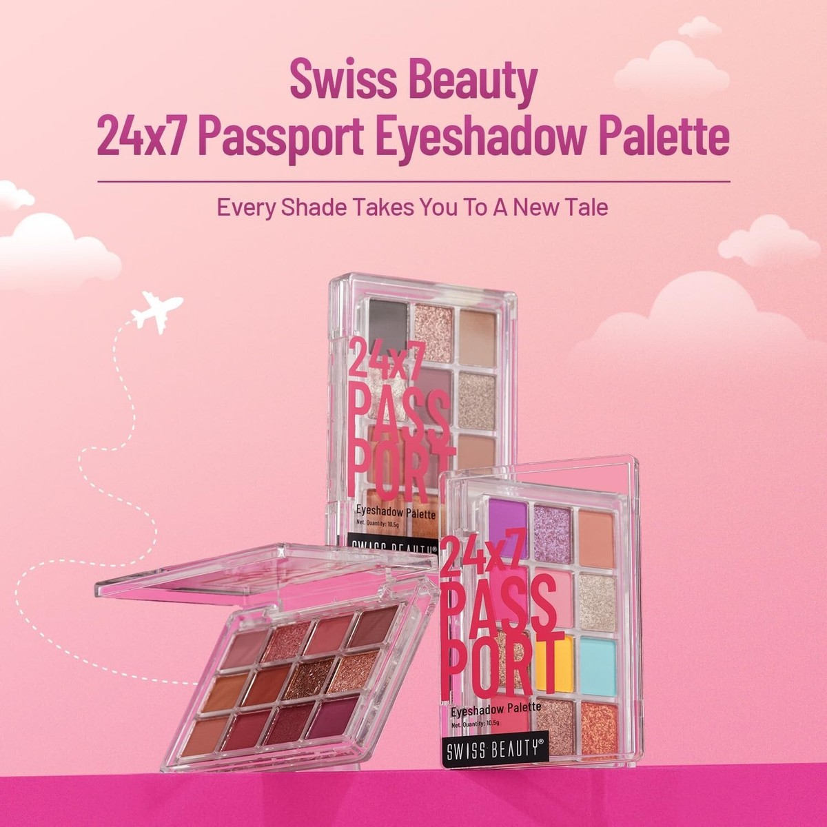 Swiss Beauty 24/7 Passport Eyeshadow Palette with 12 Matte