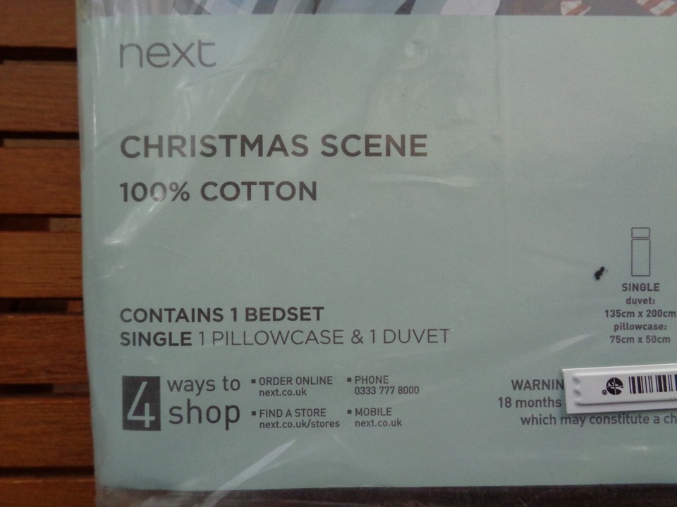 Next Bear Christmas Scene Duvet & Single Pillowcase Set 100