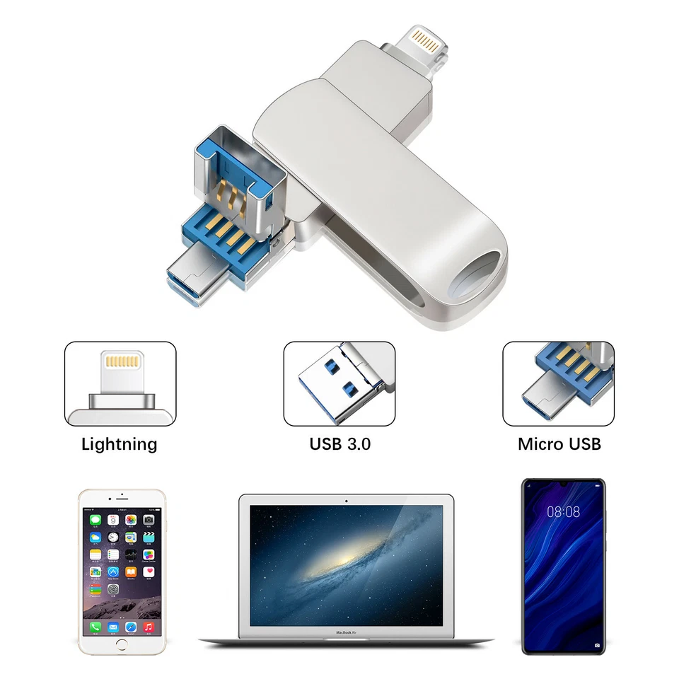  USB 3.0 32G 64G Flash Drive Lightning Storage Memory Stick Dual For iPhone PC  - Image 3 of 4