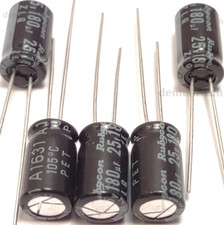 5x 180uF 25V Rubycon ZLQ 105C Low-ESR Impedance radial capacitors caps 6.3x11.2