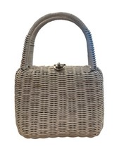 Vintage Lesco Lona Wicker Handbag White Box Purse Hong Kong 1960s