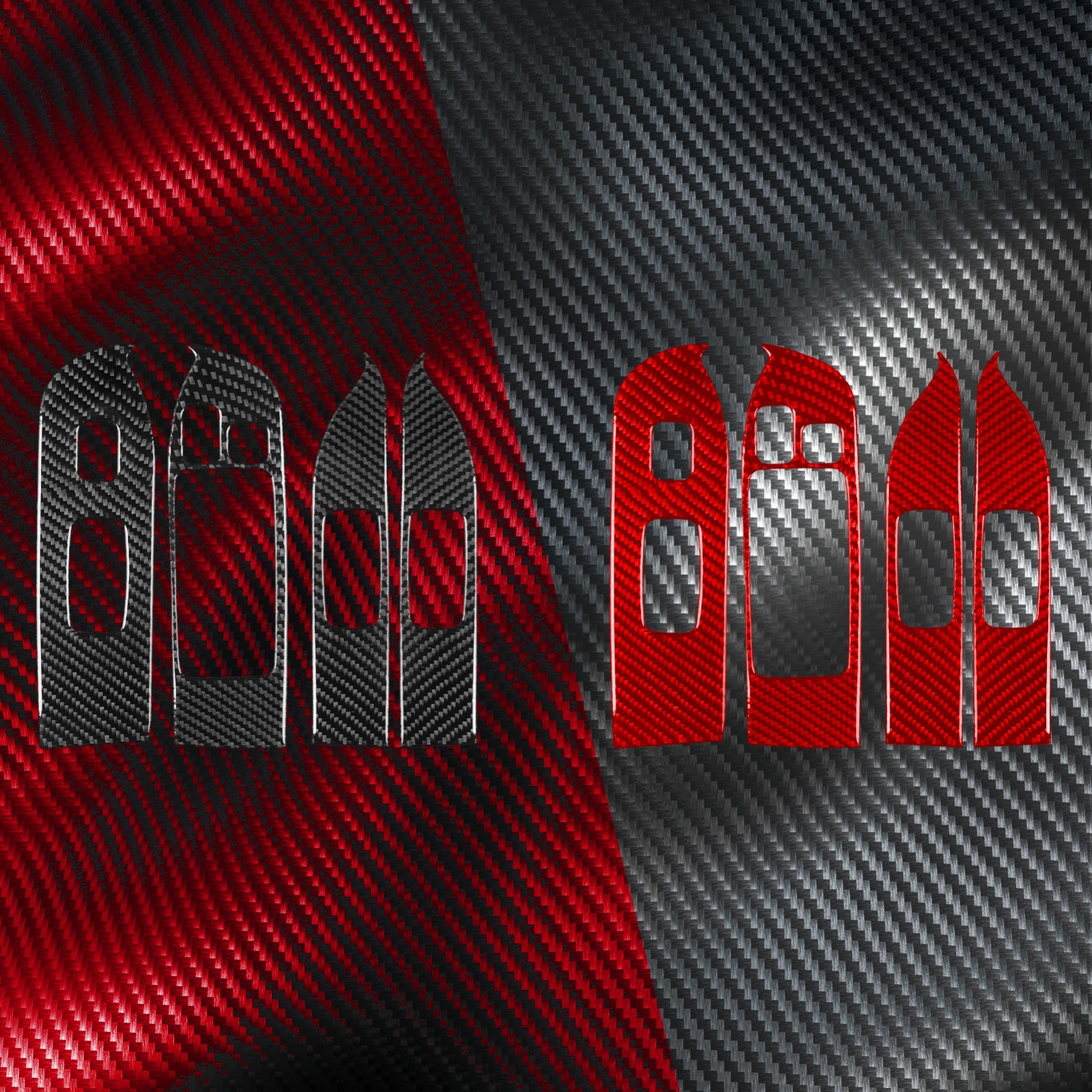 4Pcs Red Carbon Fiber Window Lift Switch Panel Cover Trim For Infiniti G35 02-04