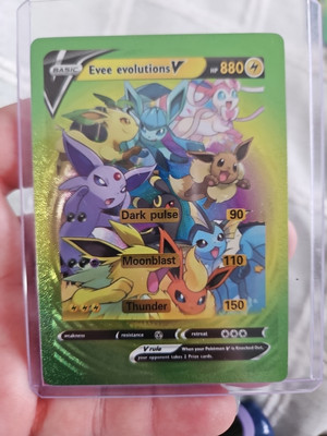 Evee Evolutions V Rainbow Foil Fan Art Vinyl Textured Collector Card