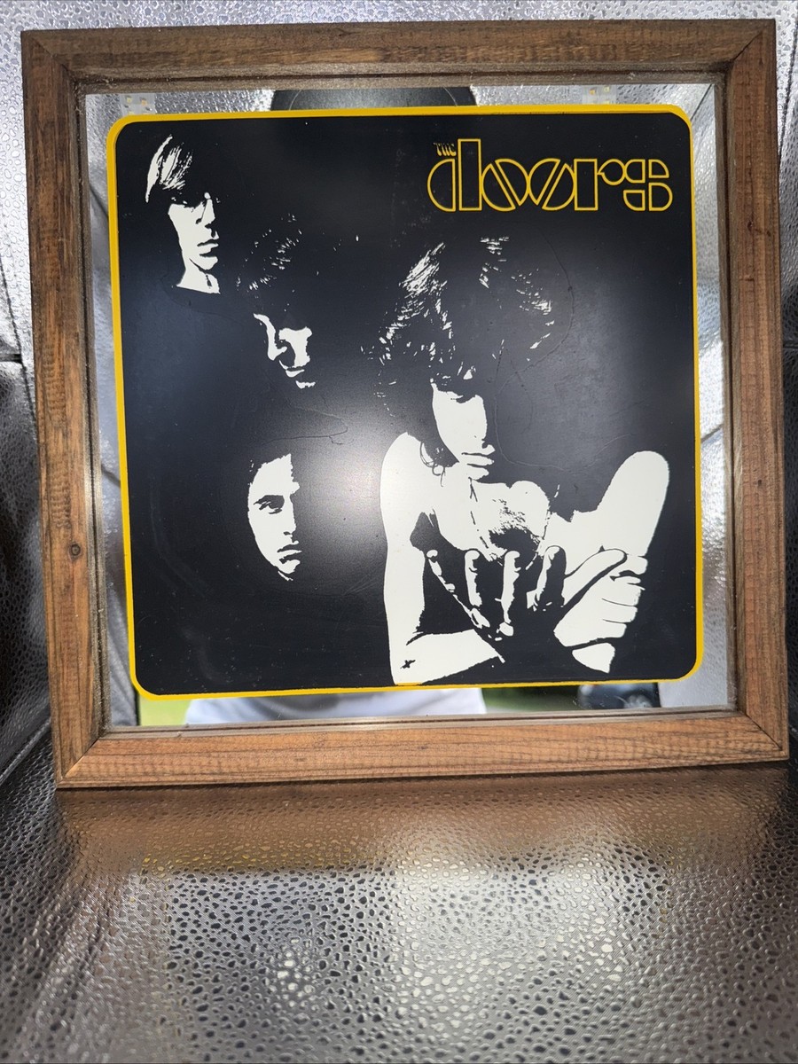 Vintage THE DOORS Jim Morrison Carnival Foil Mirror Glass Art Wood