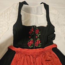 Vintage Salzburger Trachten Dirndl Austrian German Folk Dress Blouse Apron Set
