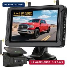 Magnetic Solar Wireless Backup Camera: HD 5" Monitor, 1-Min Easy Install