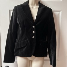 VTG 90s Y2K Sfuzi Women Black Velvet Blazer Rhinestone Buttons Size S USA Made