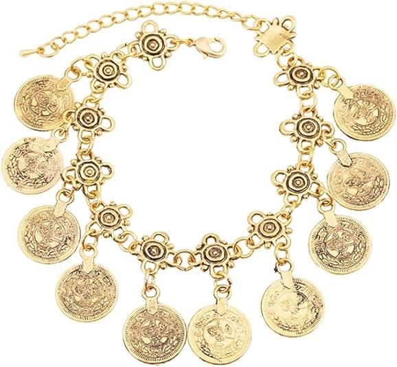 УНИВЕРСАЛЬНЫЙ РЕГУЛИРУЕМЫЙ ОЧАРОВАТЕЛЬНЫЙ БРАСЛЕТ С БОГЕМСКИМИ МОНЕТАМИ ЛЕТНЯЯ КИСТОЧКА В СТИЛЕ БОХО - ЗОЛОТО 4290₽