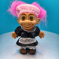 Vintage 90s Russ Troll Dolls French Maid Pink Hair Figures Collectibles NOS