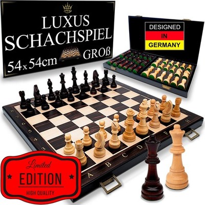 APEQi  Luxus Schach - großes Schachspiel Holz HOCHWERTIG - 54x54cm Schachbrett