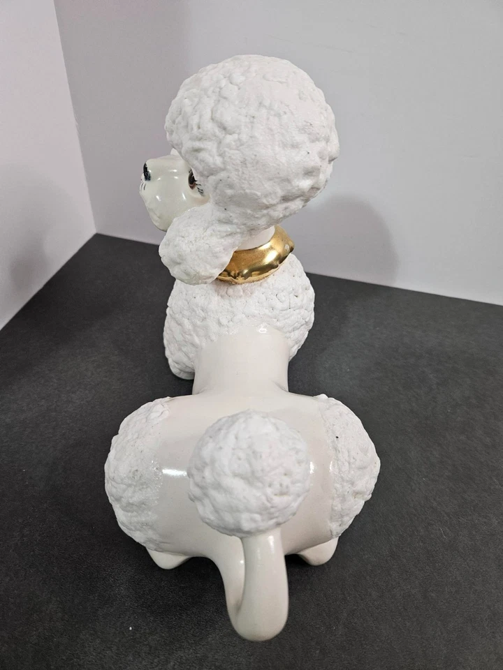 Vtg. Atlantic Mold Ceramic Poodle with Gold tone Collar 7" T x 10" L - Image 4 of 4