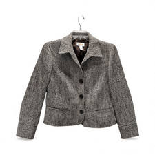 Talbots Women s Tweed Wool Blazer Jacket Brown 12 Button Front Career Classic