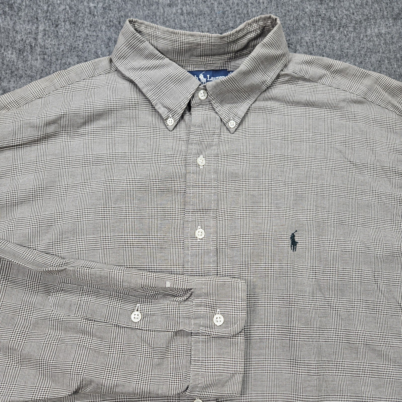 PONY Camicia Ralph Lauren uomo XXL 2XL Blake manica lunga abbottonata a quadri marrone