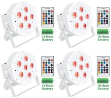 4 Rockville BATTERY PAR 61 White Rechargeable RGBWA UV DMX DJ Up-Lights Remotes